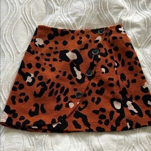 Anthropologie Maeve Leopard Print Wrap Mini Button-Front Skirt XS